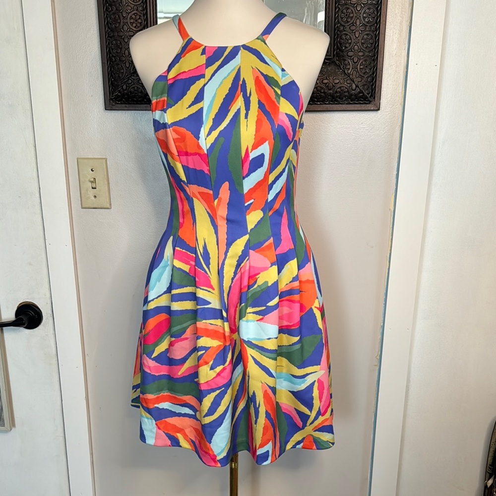 Vince Camuto Colorful Halter Neck Dress
